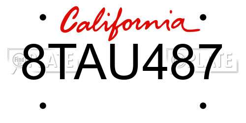 8TAU487 California License Plate