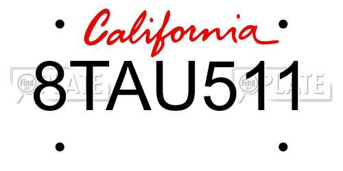 8TAU511 California License Plate