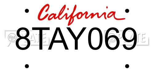 8TAY069 California License Plate