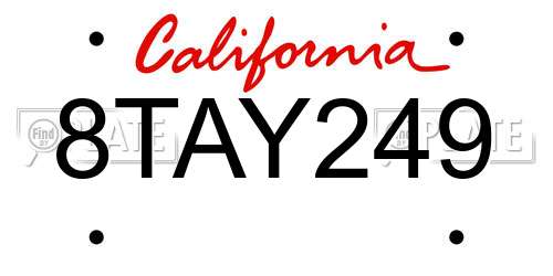 8TAY249 California License Plate