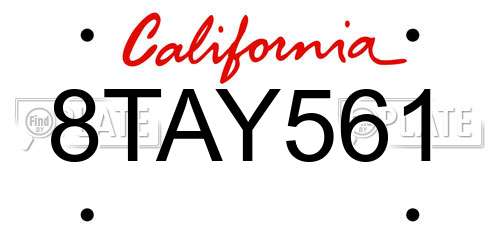 8TAY561 California License Plate