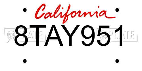 8TAY951 California License Plate