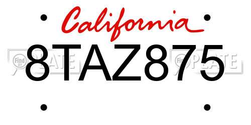 8TAZ875 California License Plate