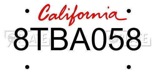8TBA058 California License Plate