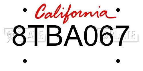 8TBA067 California License Plate