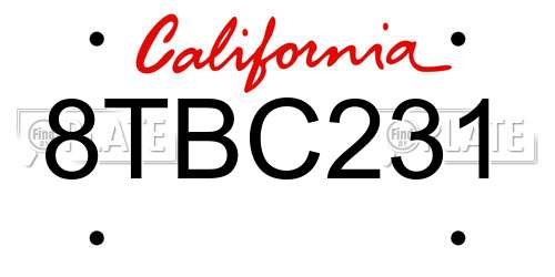 8TBC231 California License Plate