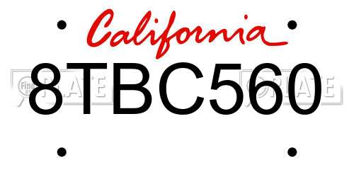 8TBC560 California License Plate