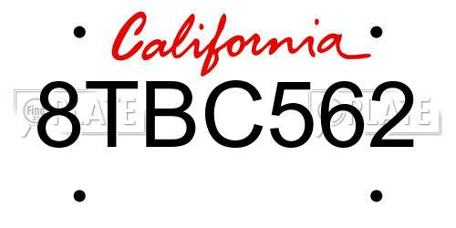 8TBC562 California License Plate