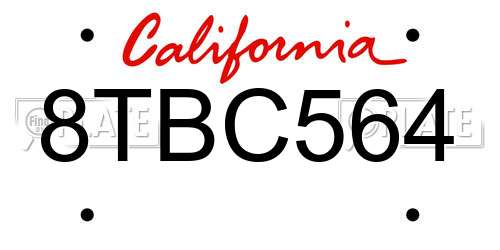8TBC564 California License Plate