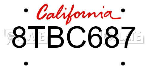 8TBC687 California License Plate