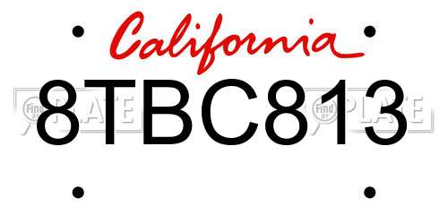 8TBC813 California License Plate