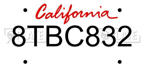 8TBC832 California License Plate