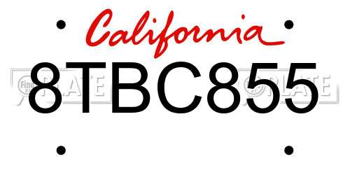 8TBC855 California License Plate