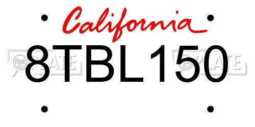 8TBL150 California License Plate