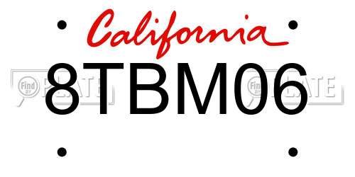 8TBM06 California License Plate