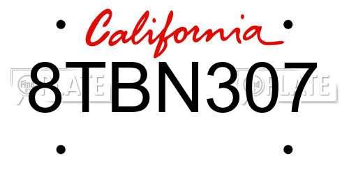 8TBN307 California License Plate