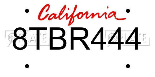 8TBR444 California License Plate