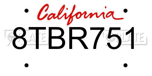 8TBR751 California License Plate