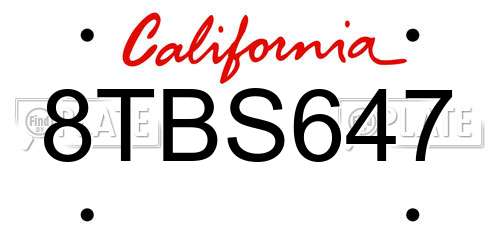 8TBS647 California License Plate