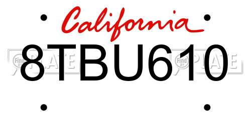 8TBU610 California License Plate