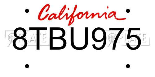 8TBU975 California License Plate