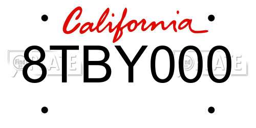 8TBY000 California License Plate