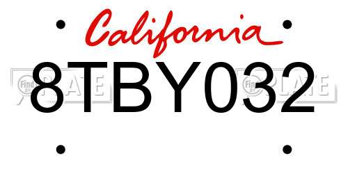 8TBY032 California License Plate