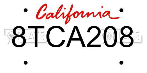 8TCA208 California License Plate