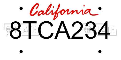 8TCA234 California License Plate