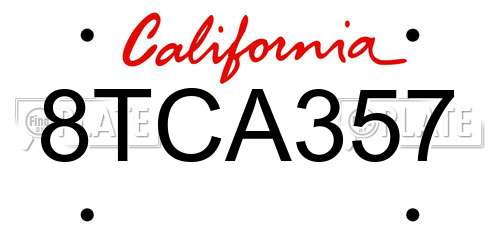 8TCA357 California License Plate