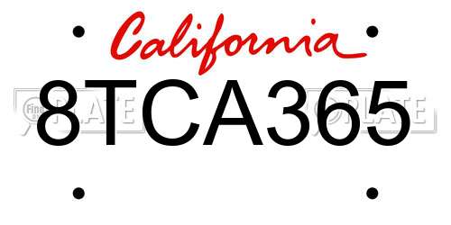 8TCA365 California License Plate