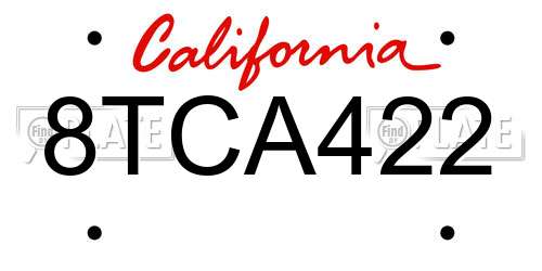 8TCA422 California License Plate