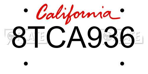 8TCA936 California License Plate