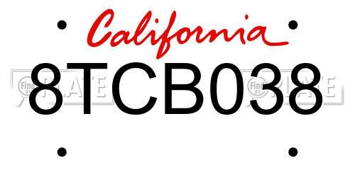8TCB038 California License Plate
