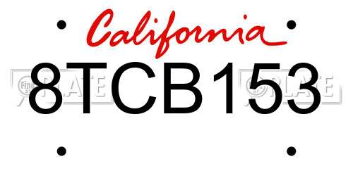 8TCB153 California License Plate