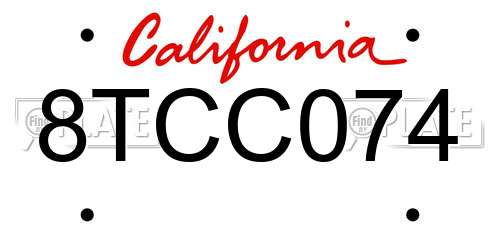 8TCC074 California License Plate