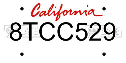 8TCC529 California License Plate