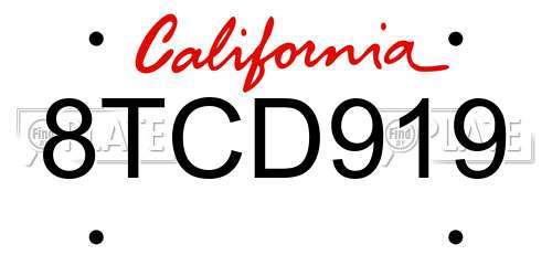 8TCD919 California License Plate