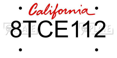 8TCE112 California License Plate