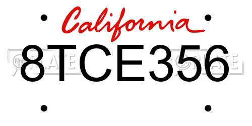 8TCE356 California License Plate