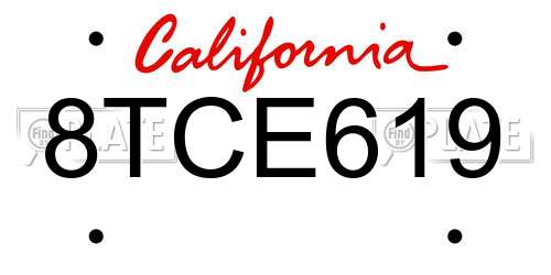 8TCE619 California License Plate
