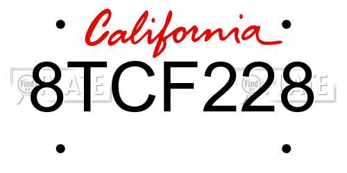 8TCF228 California License Plate