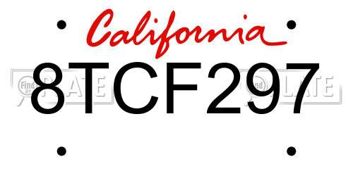 8TCF297 California License Plate