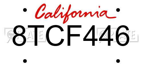 8TCF446 California License Plate