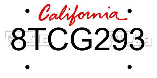 8TCG293 California License Plate