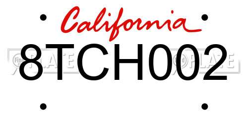 8TCH002 California License Plate