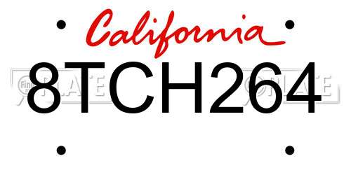 8TCH264 California License Plate