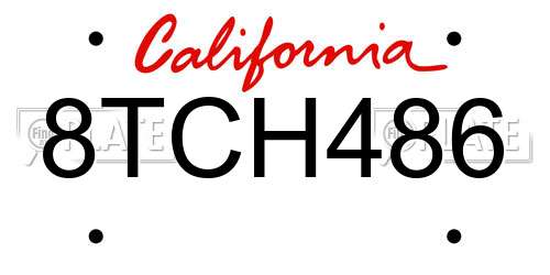 8TCH486 California License Plate