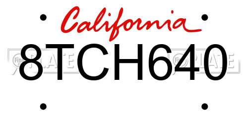 8TCH640 California License Plate