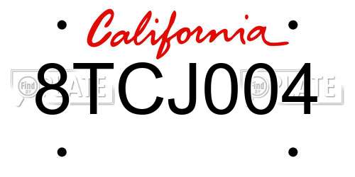 8TCJ004 California License Plate